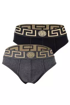 Трусы с логотипом, 2 пары Versace, черный