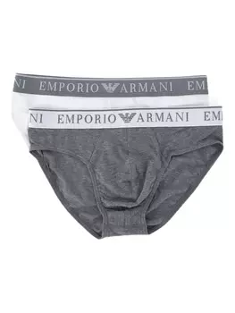 Трусы с логотипом на поясе (упаковка из двух шт.) Emporio Armani, серый