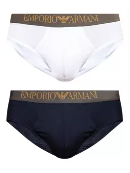 Трусы с логотипом на поясе (упаковка из двух шт.) Emporio Armani, белый