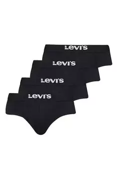 Трусы с логотипом на талии, 4 пары Levi'S, черный
