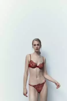 Трусы с вышивкой ZARA, темно-красный