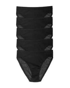 Трусы с высоким вырезом из тонкой сетки, набор из 5 шт On Gossamer, черный