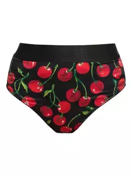 Трусы с завышенной талией и принтом вишни Dolce&Gabbana, цвет ciliegie nero