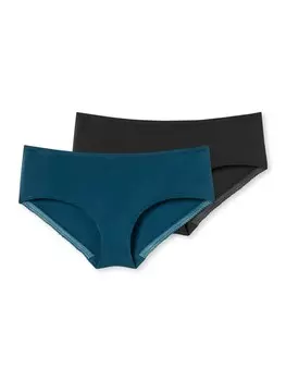 Трусы Schiesser Panty Cotton Lace, цвет petrol, schwarz