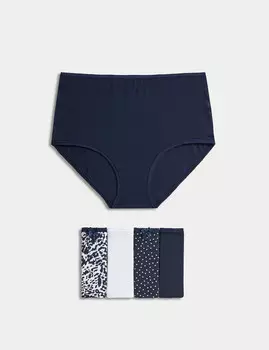 Трусы-шорты из хлопка и лайкры с принтом Marks & Spencer Full Briefs, 5 предметов (размер EUR 44)