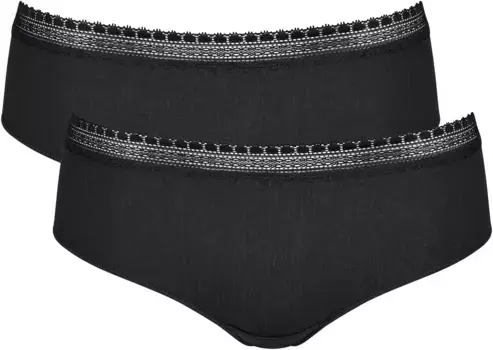 Трусы sloggi "GO Ribbed R Hipster C2P" (2 шт. в упаковке), ребристая структура, черный