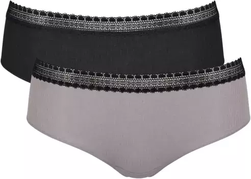 Трусы sloggi "GO Ribbed R Hipster C2P" (2 шт. в упаковке), ребристая структура, цвет Black Combination