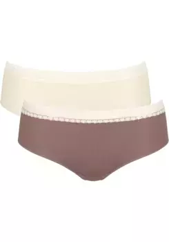 Трусы sloggi "GO Ribbed R Hipster C2P" (упаковка, 2 шт.), ребристая структура, коричневый