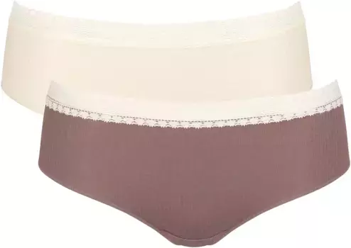 Трусы sloggi "GO Ribbed R Hipster C2P" (2 шт. в упаковке), ребристая структура, коричневый