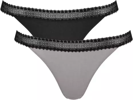 Трусы sloggi "GO Ribbed R Tanga C2P" (2 шт. в упаковке), ребристая структура, цвет Black Combination