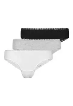 Трусы SNOCKS Brazilian s mit Spitze aus Bio Baumwolle 3 шт, цвет Mix (Wei/Hellgrau/Schwarz)