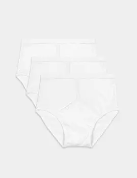 Трусы StayNew из 3 пар чистого хлопка Marks & Spencer, белый