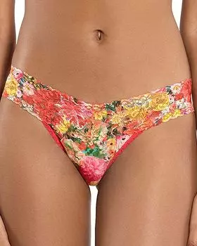 Трусы-стринги с кружевом и принтом "подпись" Hanky Panky, фиолетовый