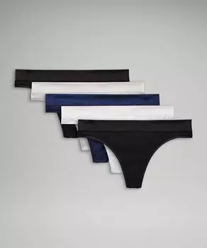 Трусы-стринги UnderEase со средней посадкой 5 шт Lululemon, черный