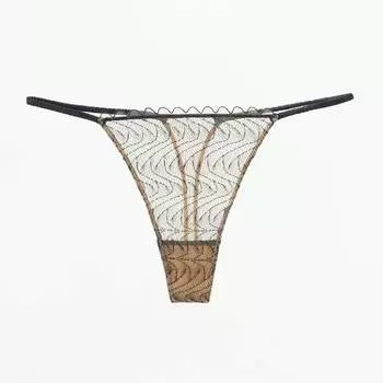 Трусы-стринги Zara Embroidered Lace, черный