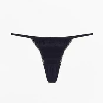 Трусы-стринги Zara Textured Lace Trim, черный