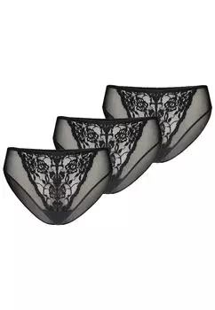 Трусы Teyli 3er Pack: Mesh mit floraler Spitze Glamour, черный