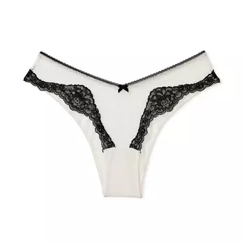 Трусы Victoria's Secret Dream Angels Lace Brazilian Mesh Detail, кокосово-белый/черный