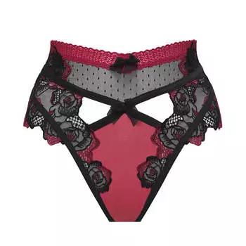 Трусы Victoria`s Secret For Love &amp; Lemons Ivy High-Waist Cheeky, чёрный/красный