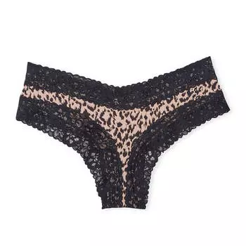 Трусы Victoria`s Secret Lace Waist Cotton Cheeky, леопардовый