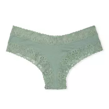 Трусы Victoria`s Secret Lace Waist Cotton Cheeky, морской зелёный