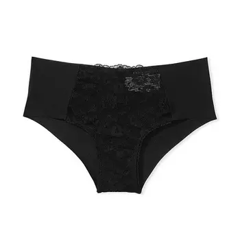 Трусы Victoria's Secret No-Show Cheeky In Lace Detail, черный