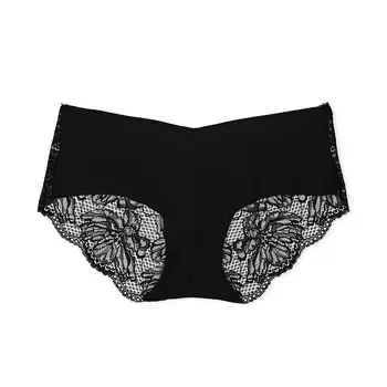 Трусы Victoria's Secret No-Show Hiphugger In Lace Detail, черный