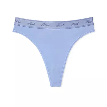 Трусы Victoria's Secret Pink Logo Cotton High-waist Thong, синий