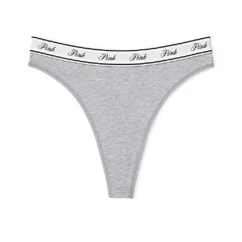 Трусы Victoria's Secret Pink Logo Cotton High-waist Thong, серый