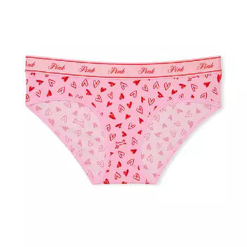 Трусы Victoria's Secret Pink Logo Cotton Hiphugger Heart Dog Print, розовый