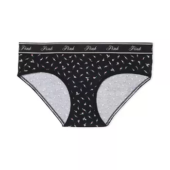 Трусы Victoria's Secret Pink Logo Cotton Hiphugger Ditsy Floral, черный
