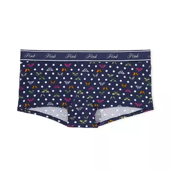 Трусы Victoria's Secret Pink Logo Logo Cotton Boyshort Dot Print, темно-синий