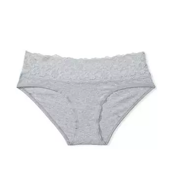 Трусы Victoria's Secret Posey Lace Waist Cotton Hiphugger, серый