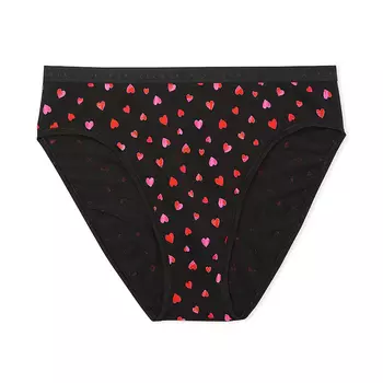 Трусы Victoria's Secret Stretch Cotton High-Leg Brief Classic, черный/сердца