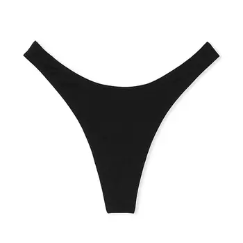 Трусы Victoria's Secret Stretch Cotton Scatter Shine High-Leg Scoop Thong Classic, черный