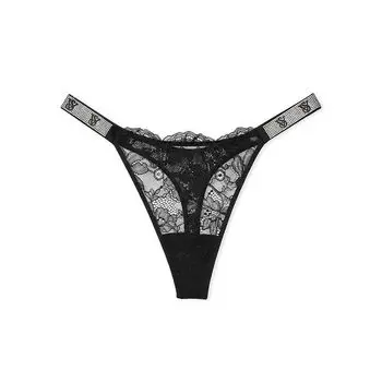Трусы Victoria's Secret Very Sexy Double Lace Shine Strap Smooth Thong, черный