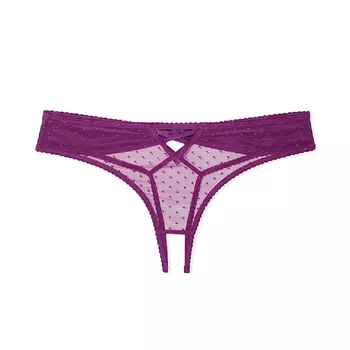 Трусы Victoria's Secret Very Sexy Strappy Lace Crotchless, фиолетовый