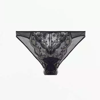 Трусы Zara Lace, черный, золотистый