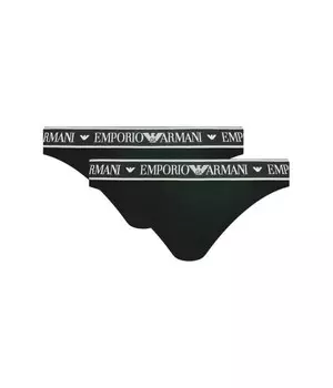 Трусы женские Emporio Armani хлопковые с логотипом бренда 2 пары, черный
