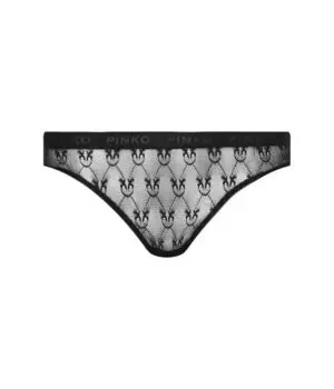Трусы женские Pinko слипы кружевные с логотипом бренда 3 шт, черный