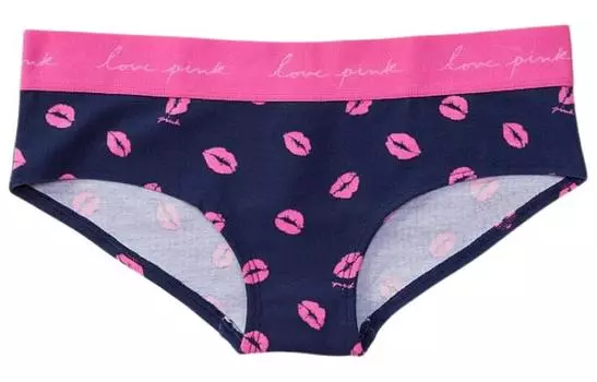 Трусы женские VICTORIA'S SECRET, 1 шт., темно-синие с принтом губ