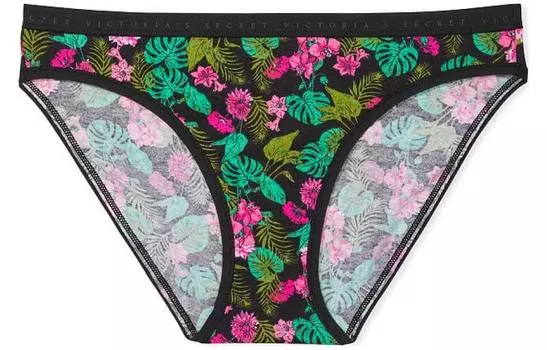 Трусы женские VICTORIA'S SECRET, 1 шт., черно-зеленый с принтом «Оазис»