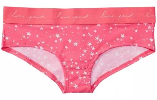 Трусы женские VICTORIA'S SECRET, 1 упаковка, оранжевые, розовые, с цветочным принтом в форме сердца