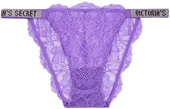 Трусы женские Victoria'S Secret кружевные со стразами, фиолетовый