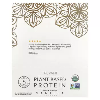 Truvani, Растительный протеиновый порошок, ваниль, 10 пакетиков по 29 г (1,02 унции)