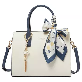 TUCANO Сумка из коровьей кожи, сумка через плечо, женская сумка среднего размера, цвет экрю/темно-синий