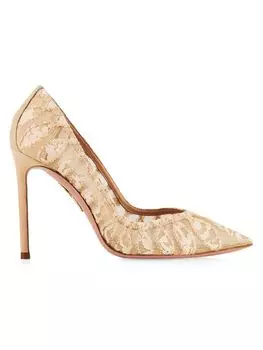 Туфли After Dark из кружевной сетки Aquazzura, цвет Powder Pink