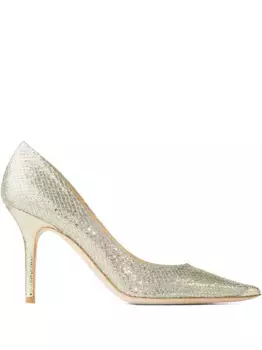 Туфли Agnes 85 с блестками JIMMY CHOO, золотой