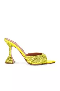 Туфли Amina Muaddi Caroline Satin Crystal Slipper, цвет Citrine