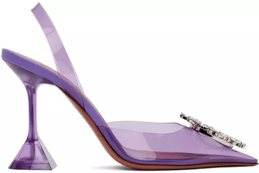 Туфли Amina Muaddi Purple Begum со стеклянным слингом, 95 каблуков